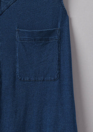 V-Neck Cotton Jersey Dress | Washed Indigo