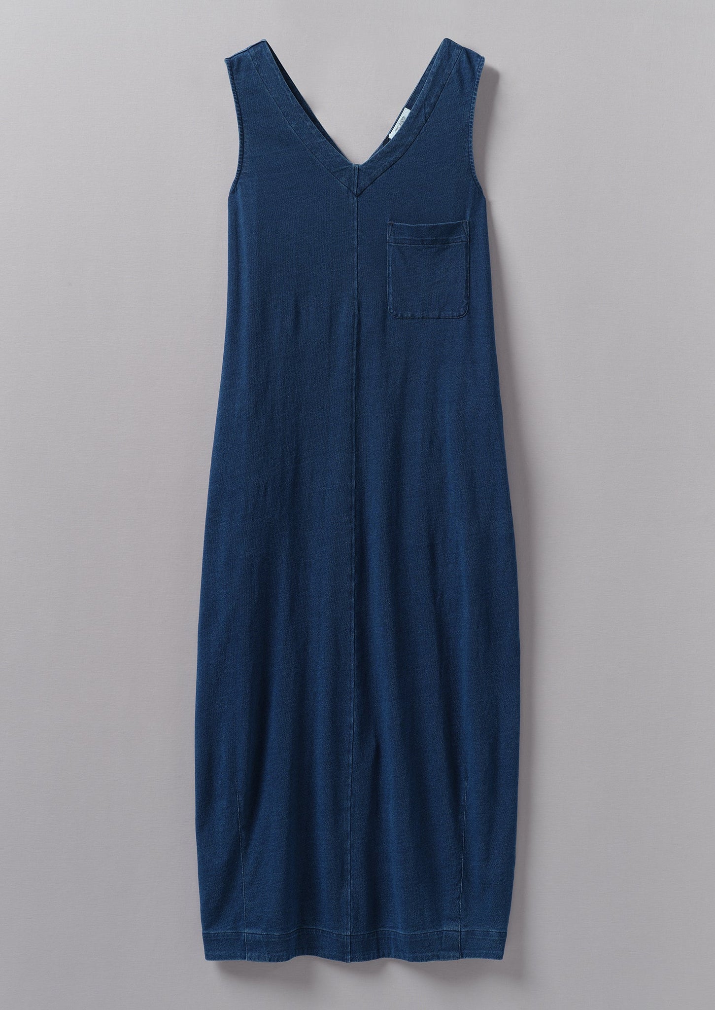 V-Neck Cotton Jersey Dress | Washed Indigo