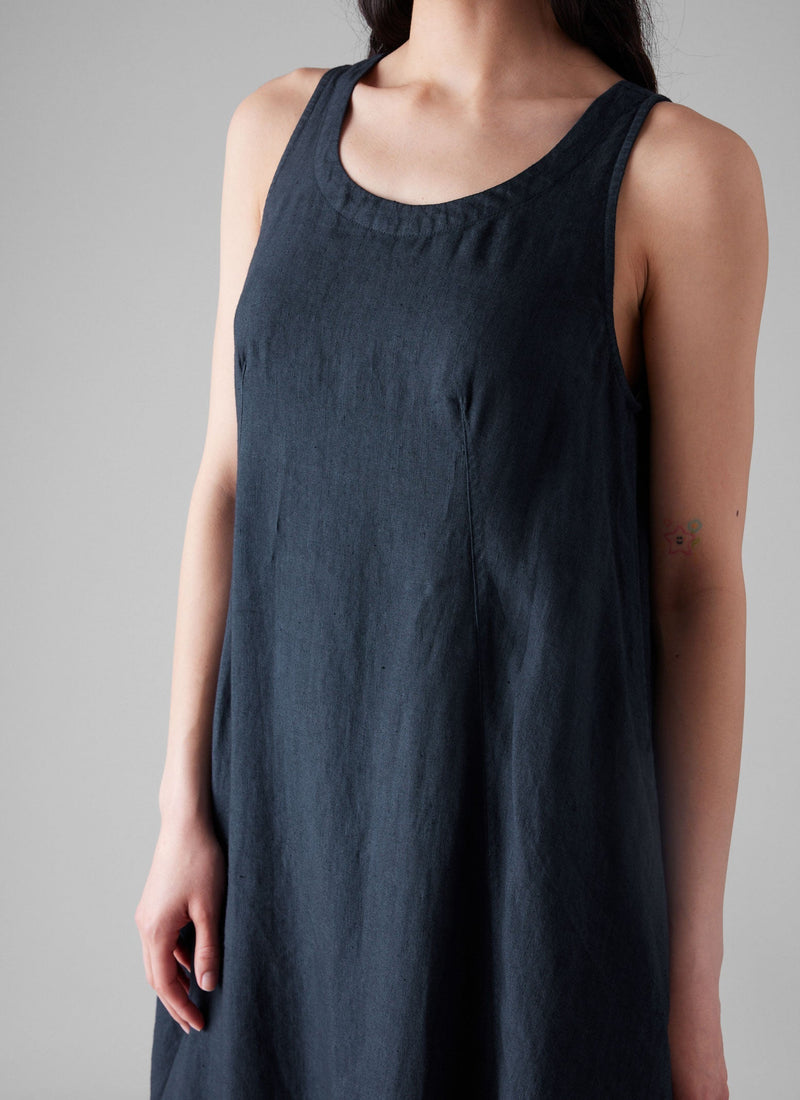 Garment Dyed Linen Easy Dress | Midnight