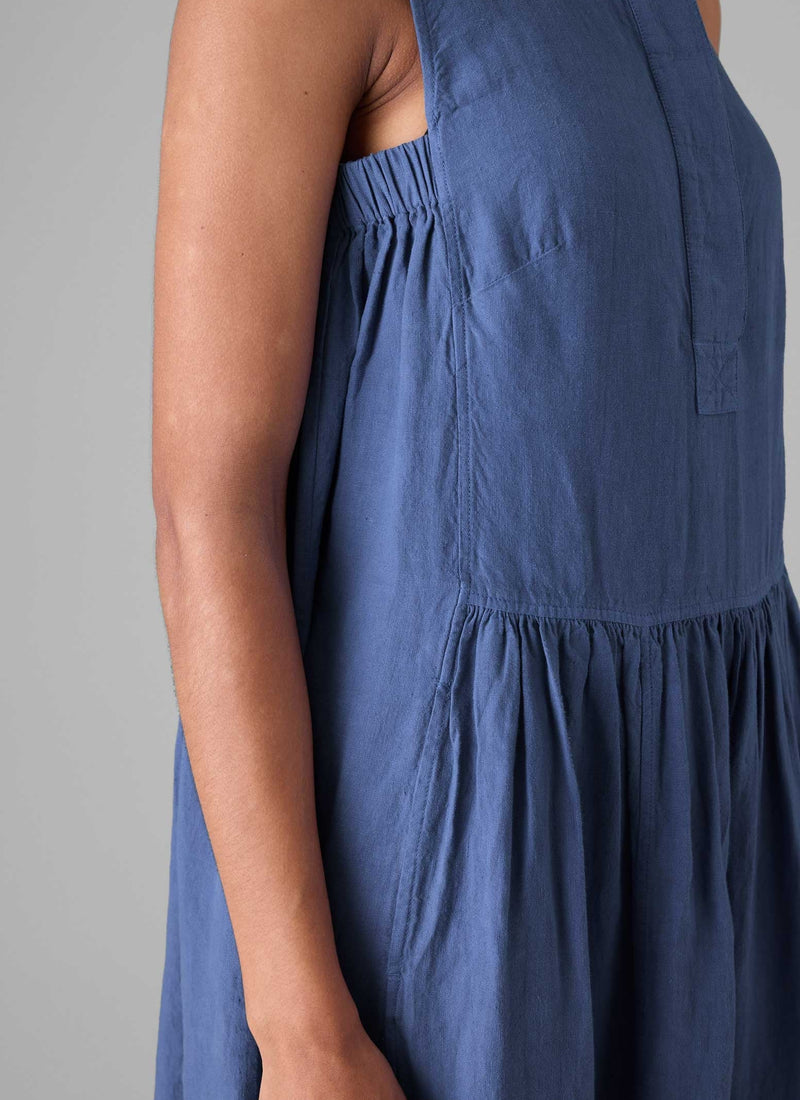 Garment Dyed Linen Panelled Dress | Cornflower