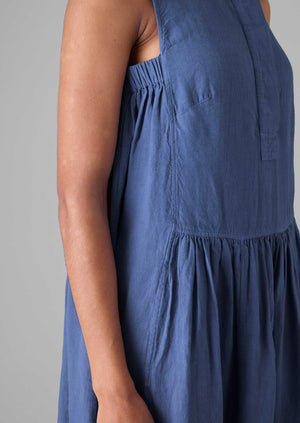 Garment Dyed Linen Panelled Dress | Cornflower
