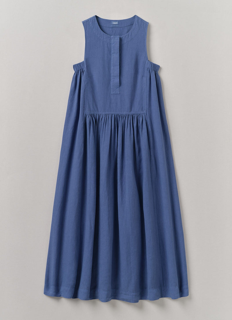 Garment Dyed Linen Panelled Dress | Cornflower