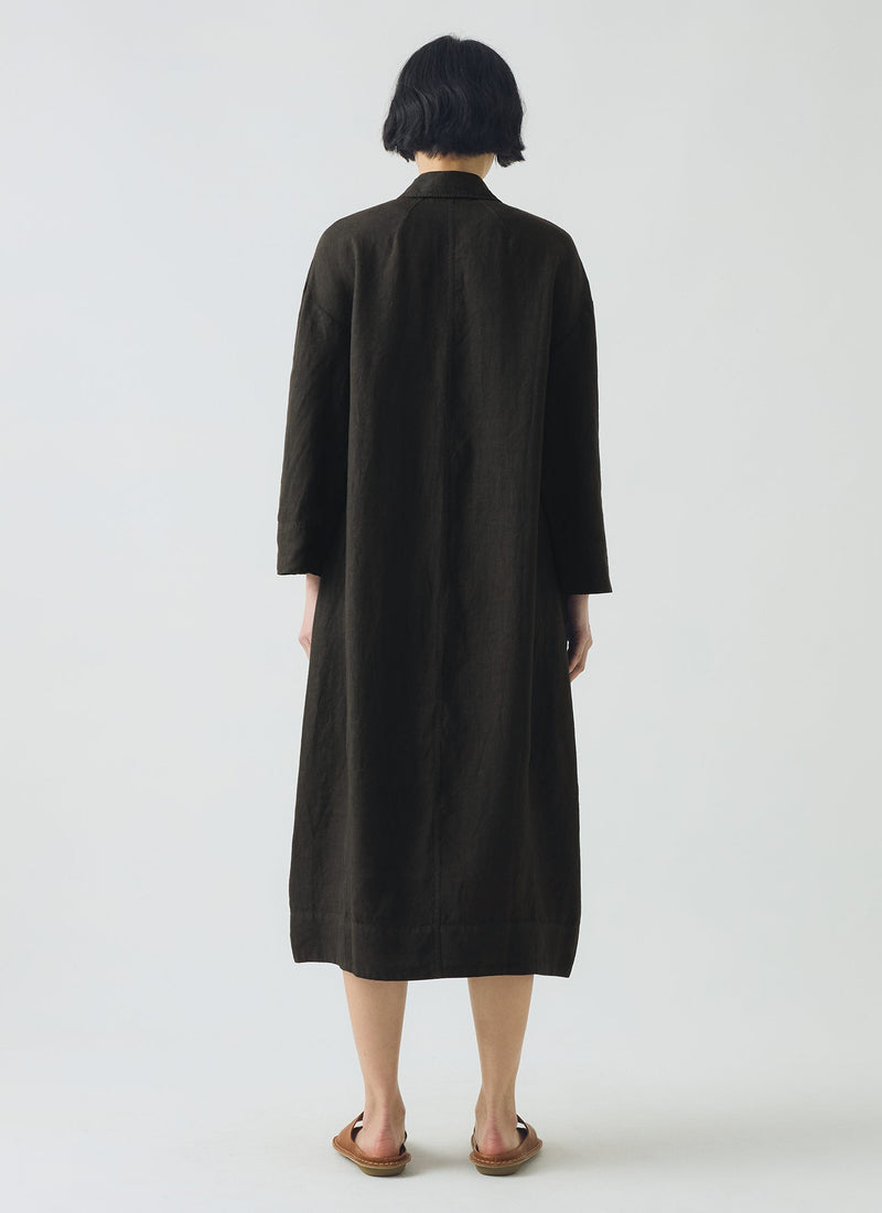 Garment Dyed Linen Button Shirt Dress | Black Pepper