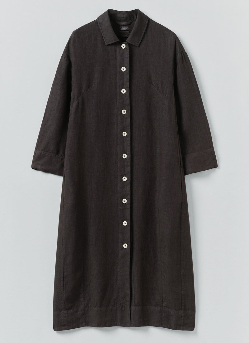 Garment Dyed Linen Button Shirt Dress | Black Pepper