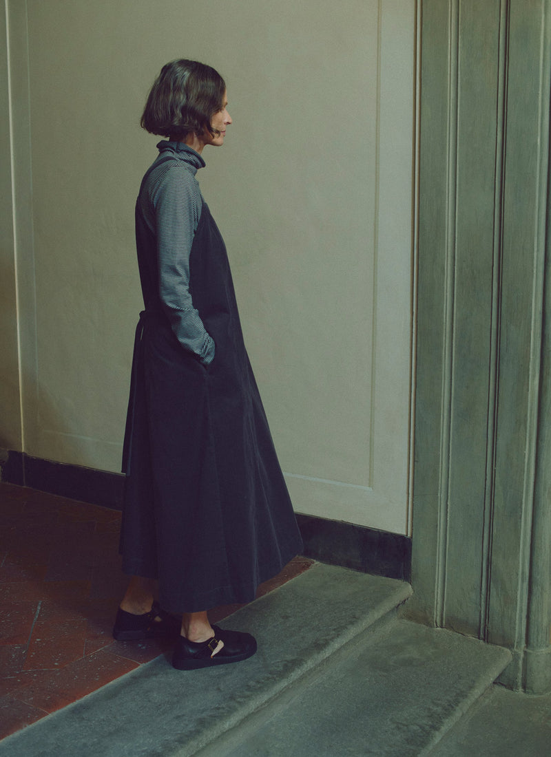 Cord Apron Dress | Charcoal
