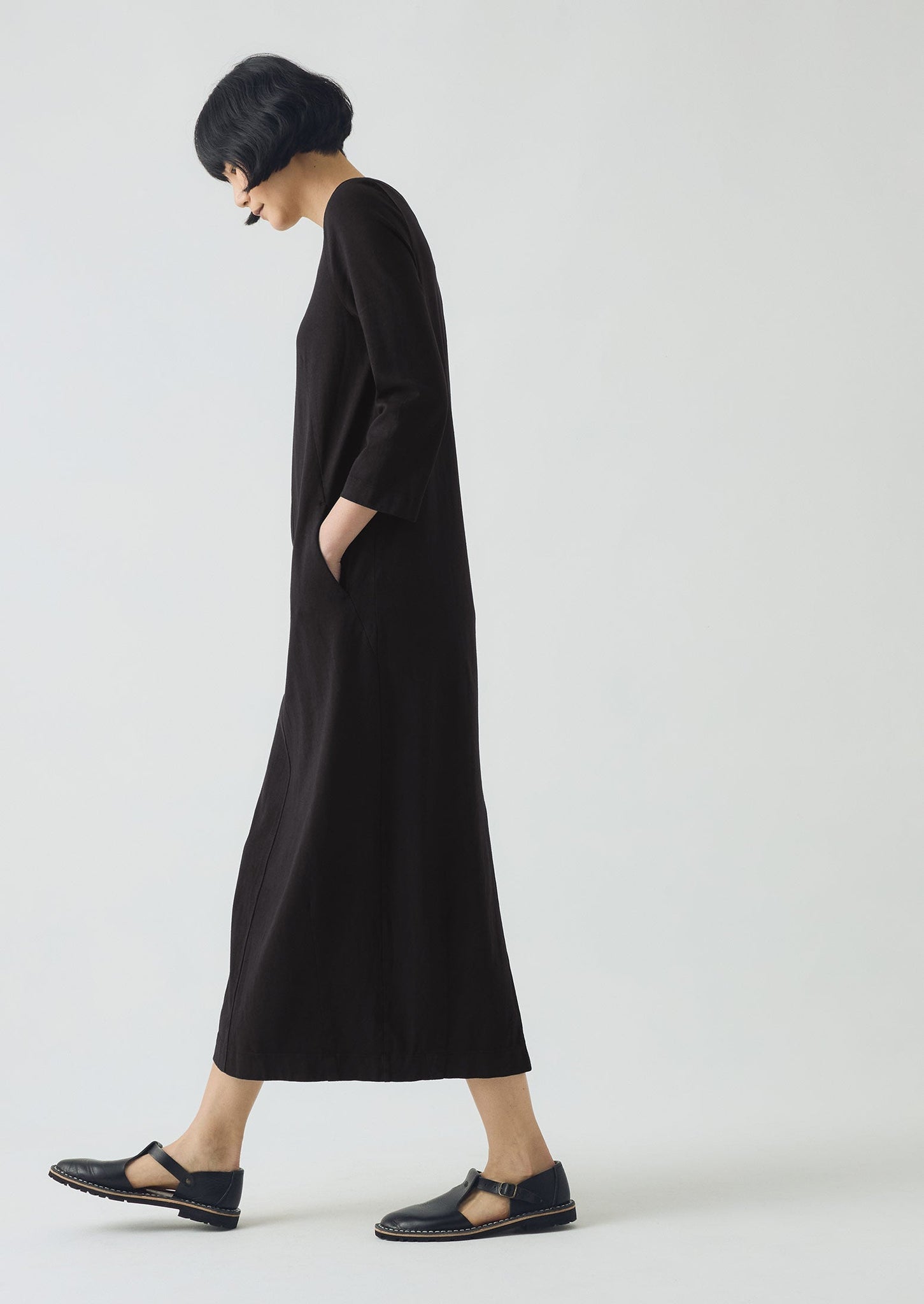 Cotton Jersey Shift Dress | Washed Black