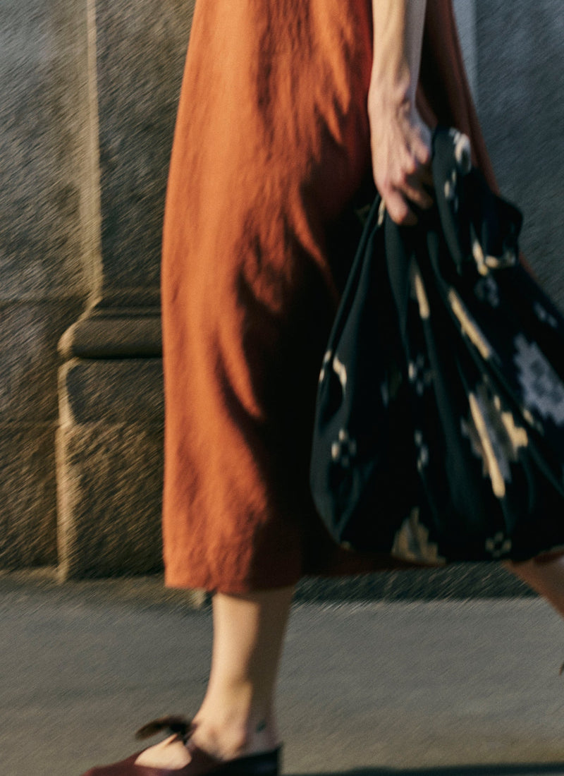 Garment Dyed Linen Sleeveless Dress | Burnt Sienna