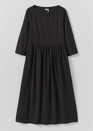 Freya Cotton Cashmere Dress | Black/Ecru