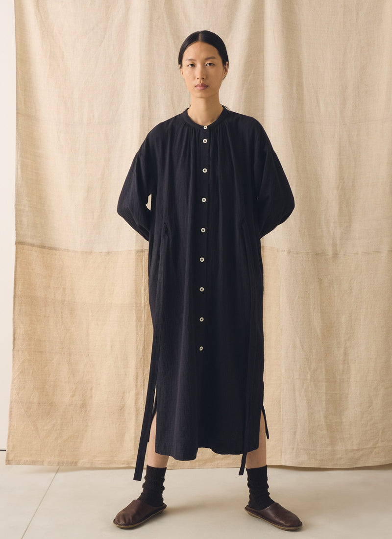 Gathered Crinkle Cotton Gauze Dress | Blackberry