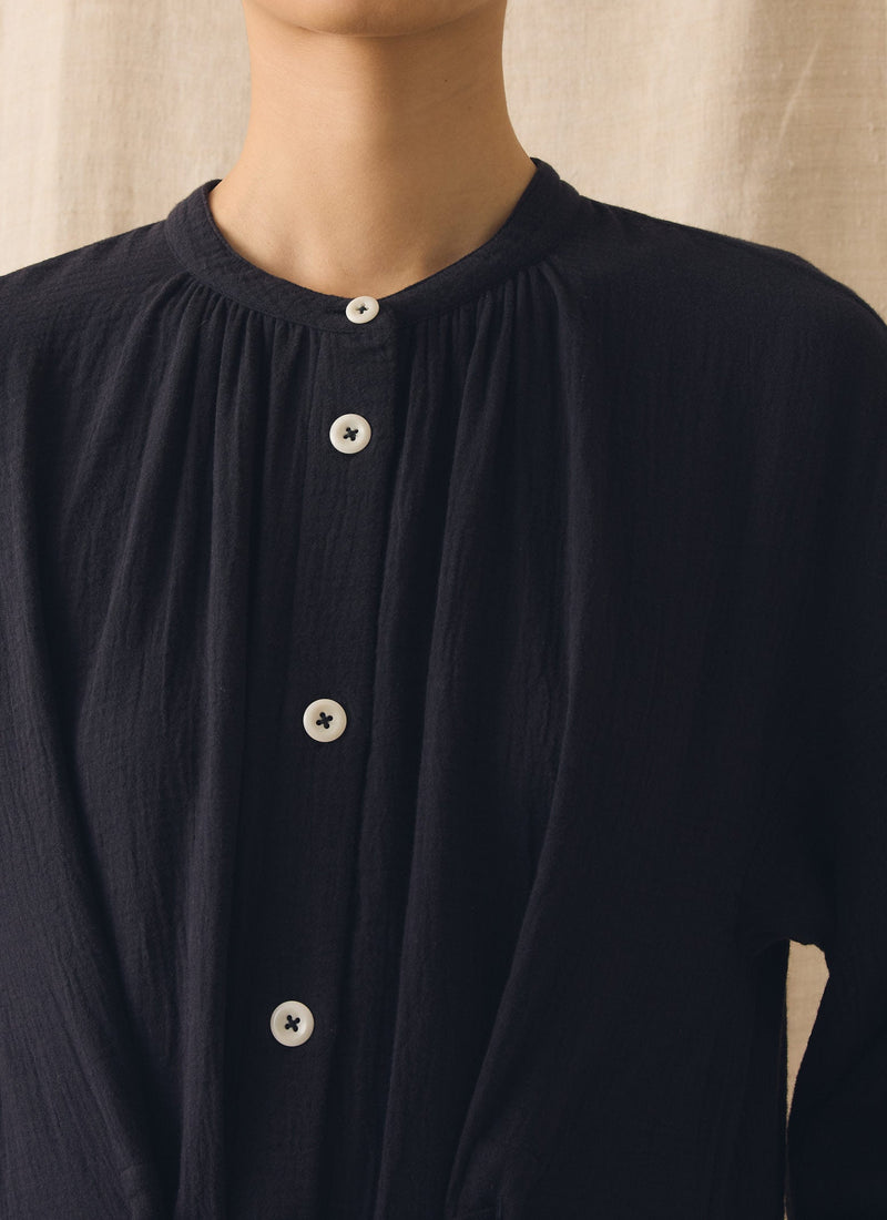 Gathered Crinkle Cotton Gauze Dress | Blackberry