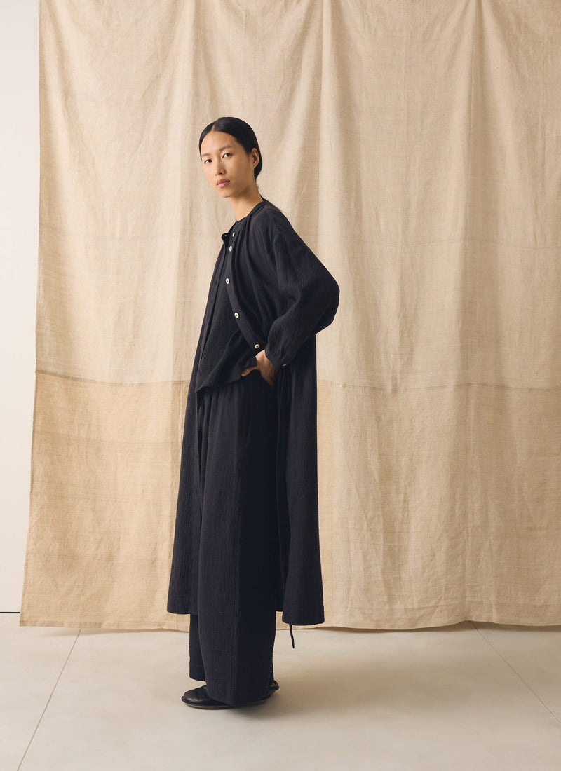 Gathered Crinkle Cotton Gauze Dress | Blackberry