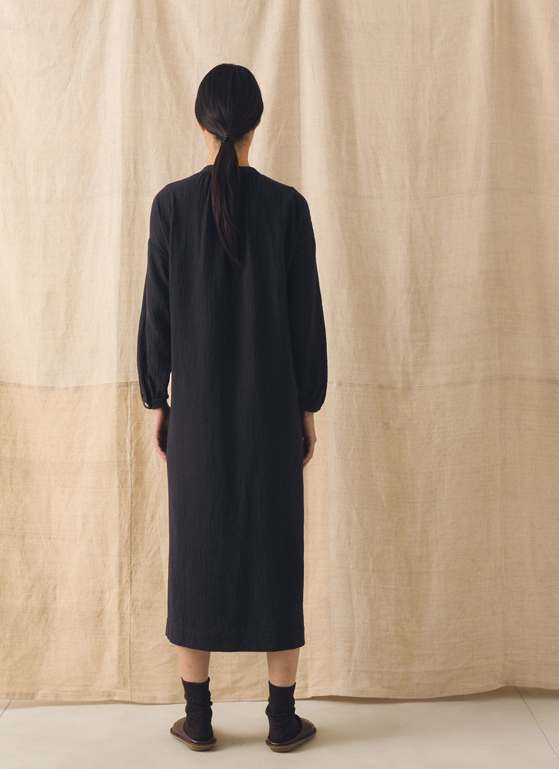 Gathered Crinkle Cotton Gauze Dress | Blackberry