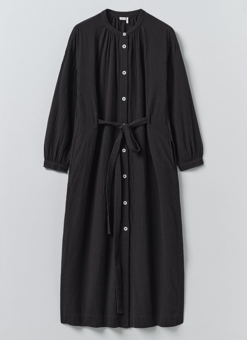 Gathered Crinkle Cotton Gauze Dress | Blackberry