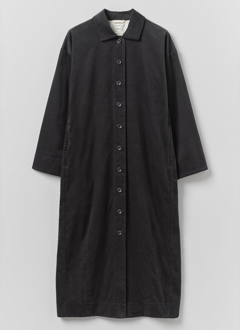 Cord Button Shirtdress | Charcoal