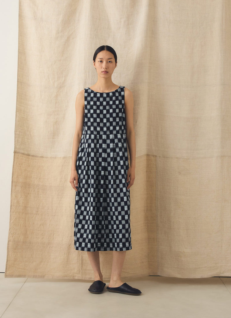 Aila Lore Ikat Cotton Dress | Indigo