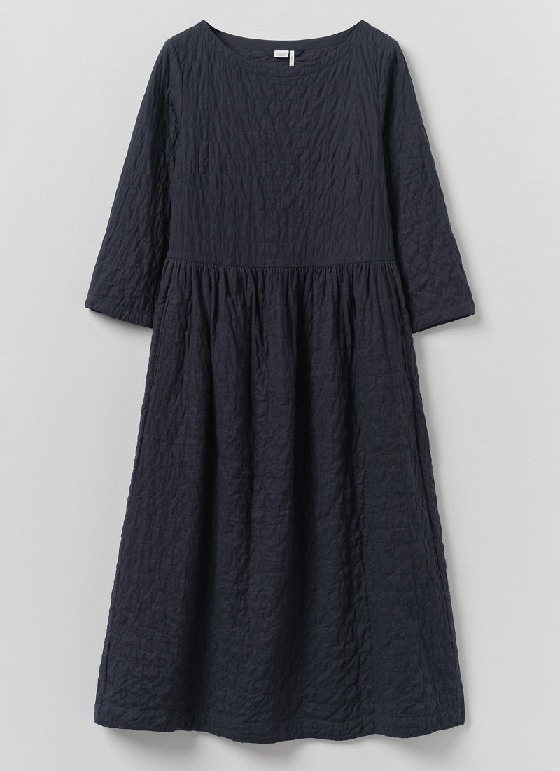 Freya Quilted Cotton Dress | Indigo Blue