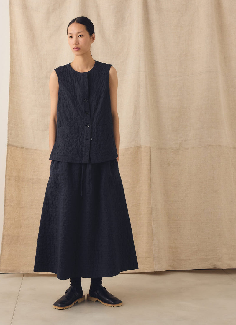 Quilted Cotton Sleeveless Jacket | Indigo Blue