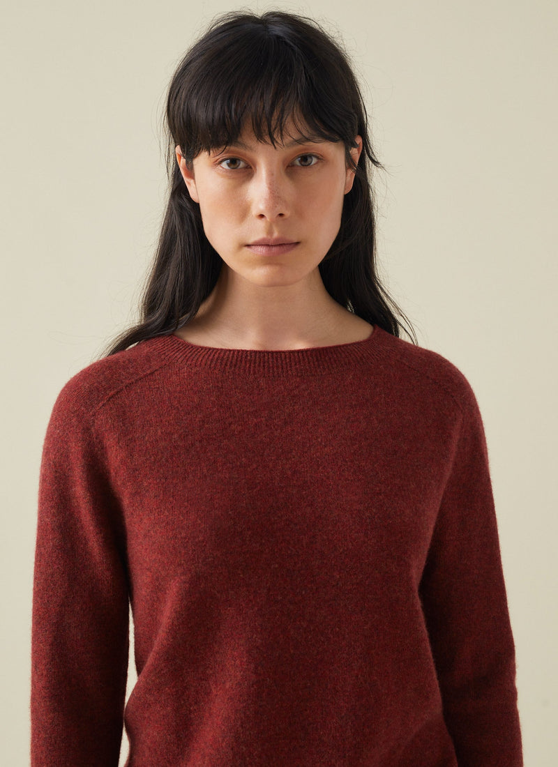 Wool Cashmere Neat Sweater | Russet