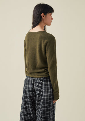 Wool Cashmere Neat Sweater | Olive
