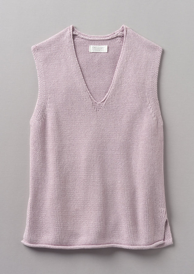 V-Neck Linen Cotton Knitted Tank | Wood Lilac