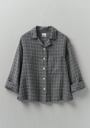 Asawa Check Linen Shirt | Charcoal