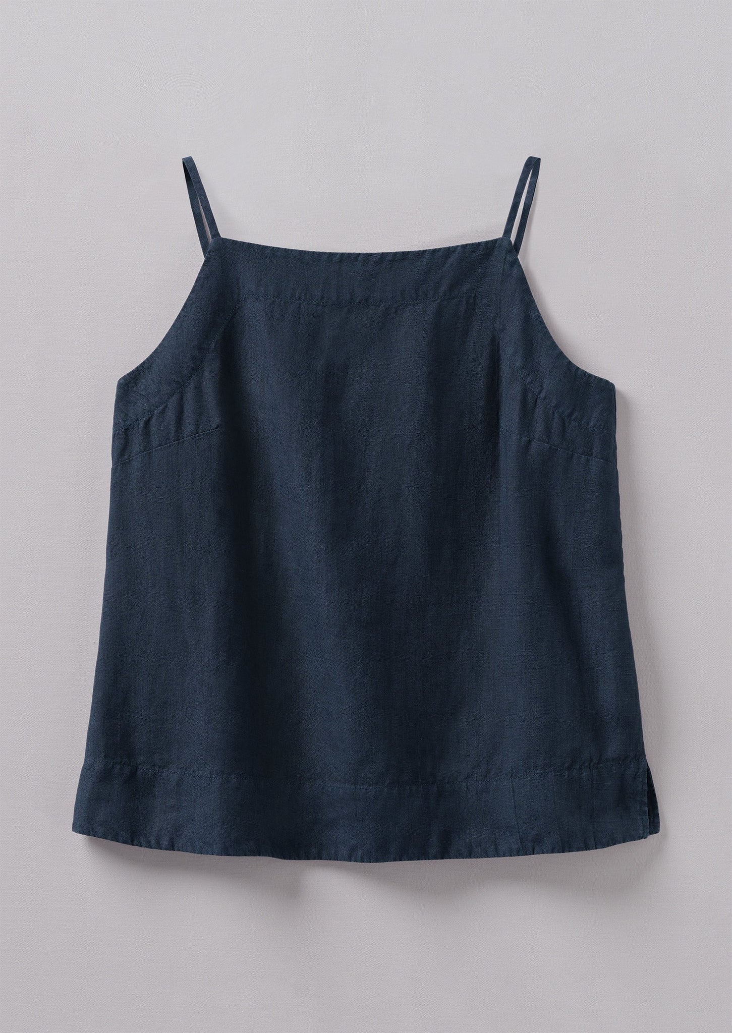 Square Neck Garment Dyed Linen Tank | Midnight