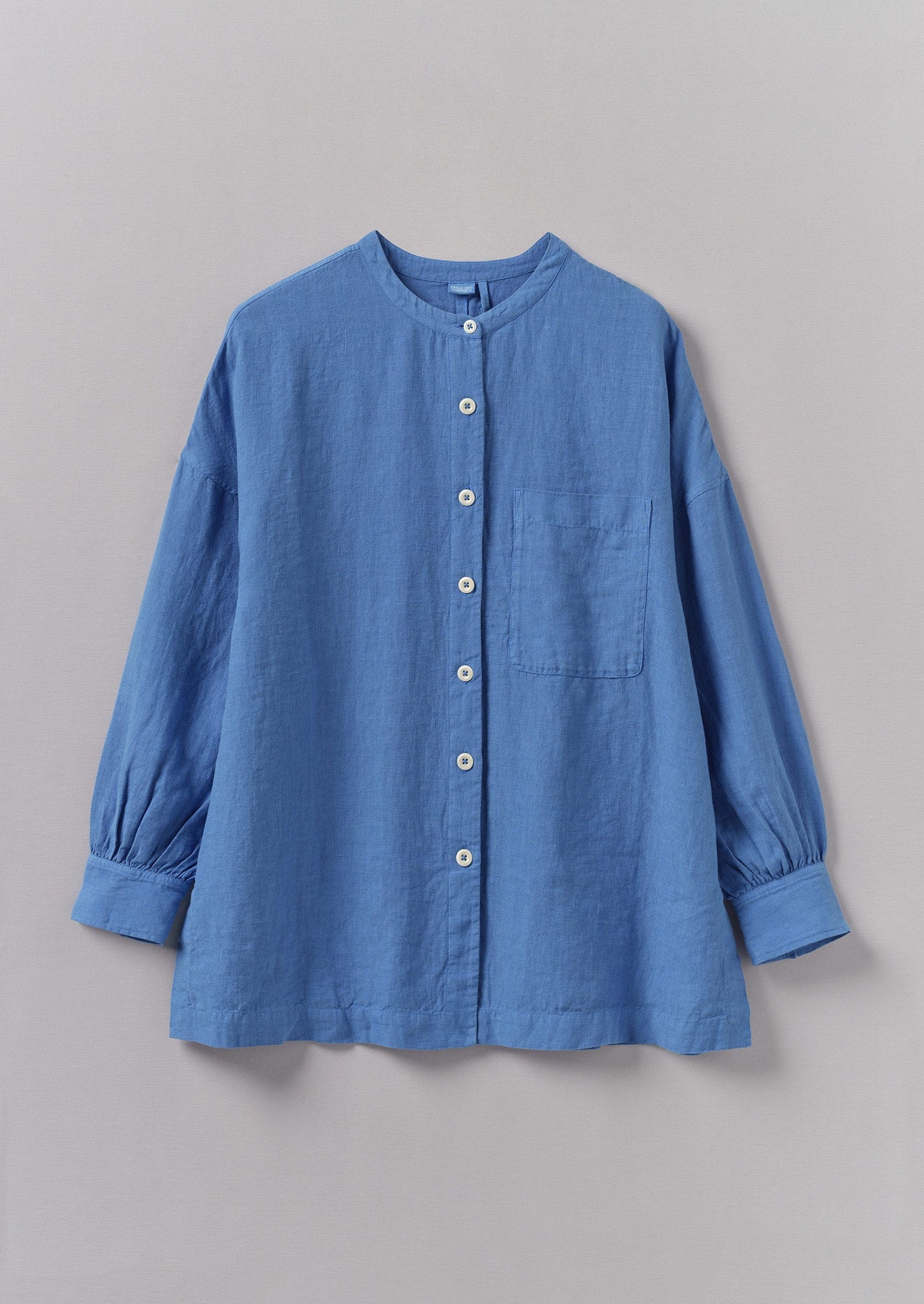 Garment Dyed Linen Oversized Shirt | Blue Violane