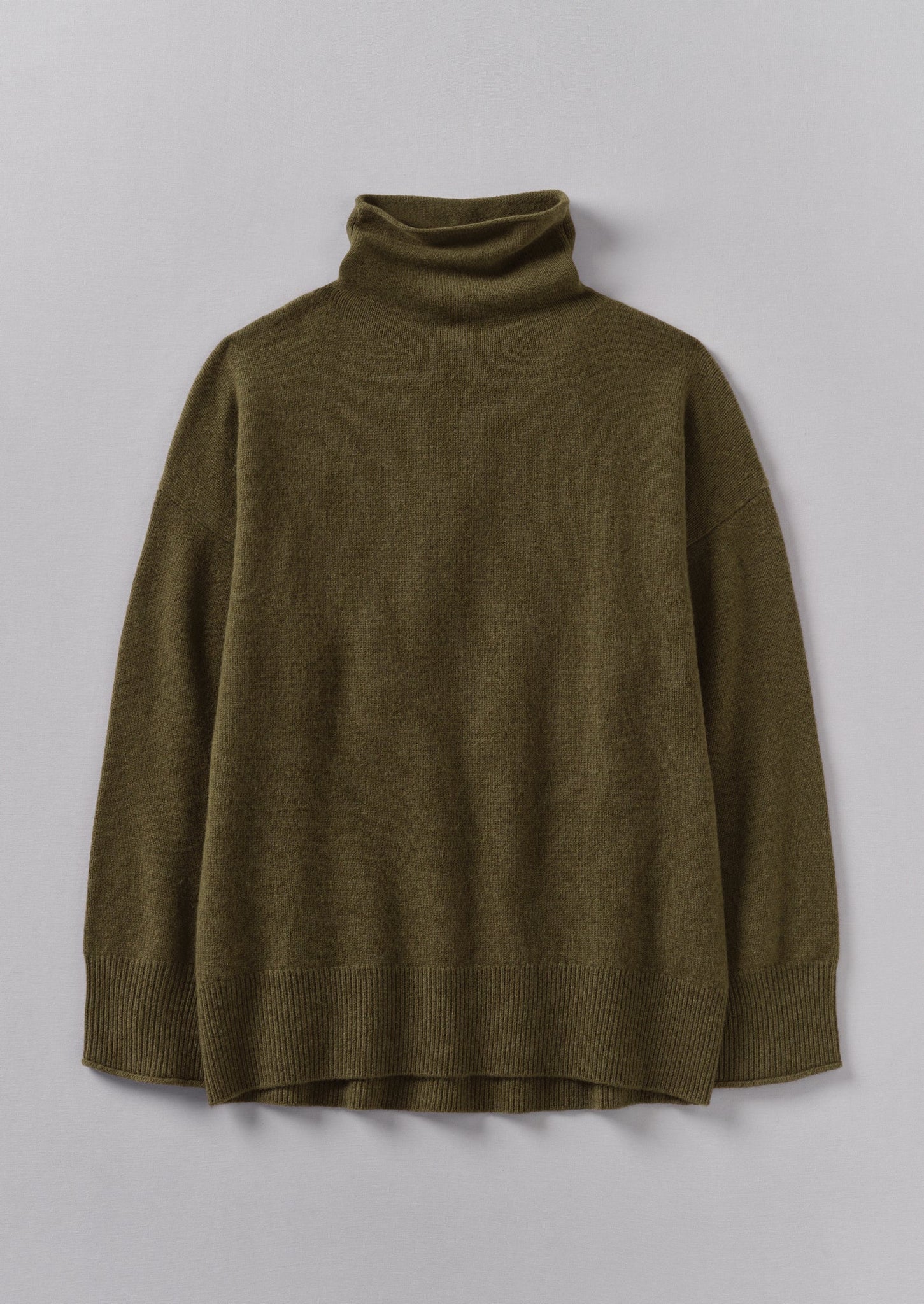 Roll Neck Wool Cashmere Sweater | Olive