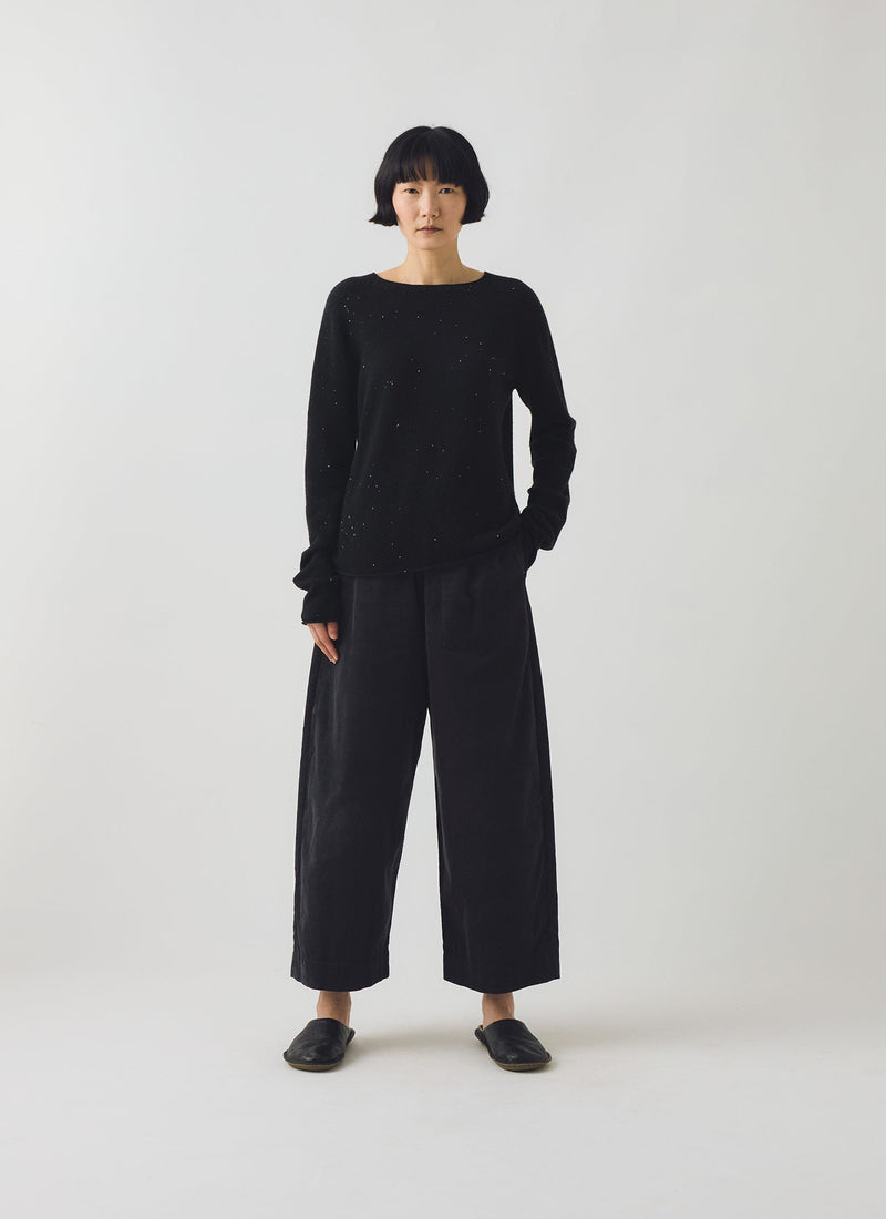 Wool Cashmere Neat Sweater | Night Sky