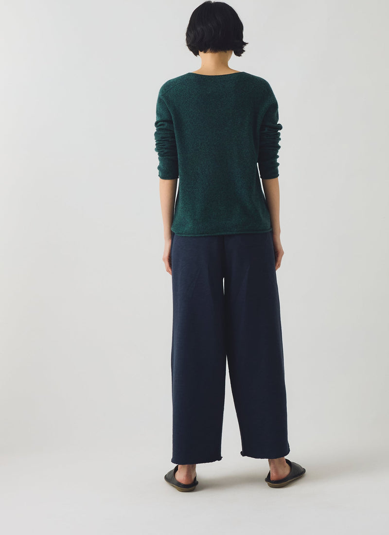 Wool Cashmere Neat Sweater | Forest Marl