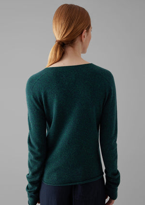 Wool Cashmere Neat Sweater | Forest Marl