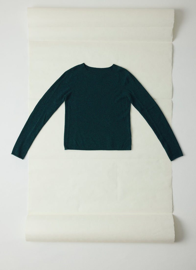 Wool Cashmere Neat Sweater | Forest Marl