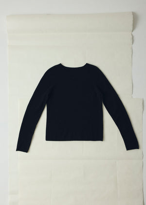 Wool Cashmere Neat Sweater | Night Sky