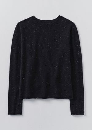 Wool Cashmere Neat Sweater | Night Sky