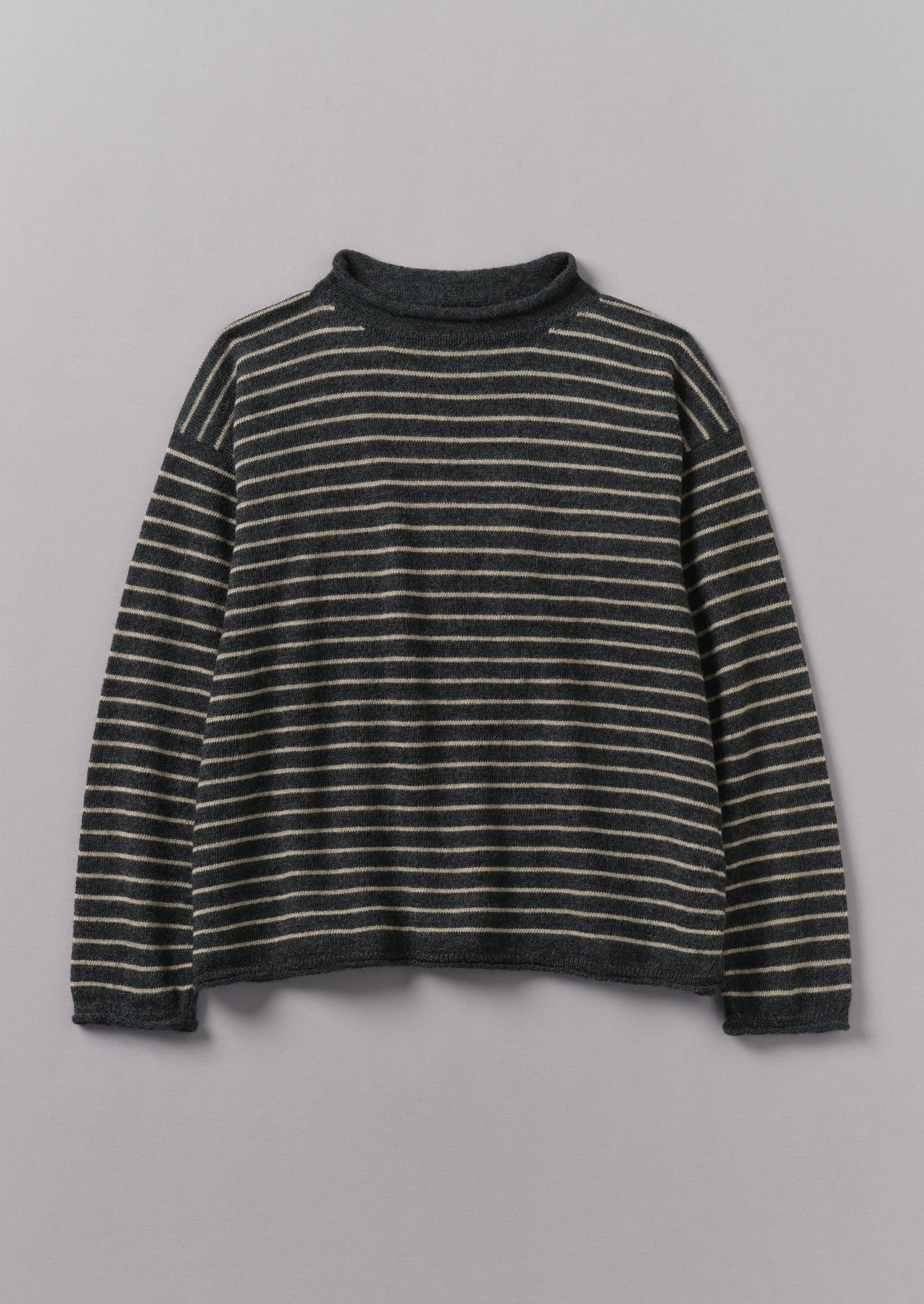 Stripe Alpaca Wool Sweater | Charcoal/Oatmeal