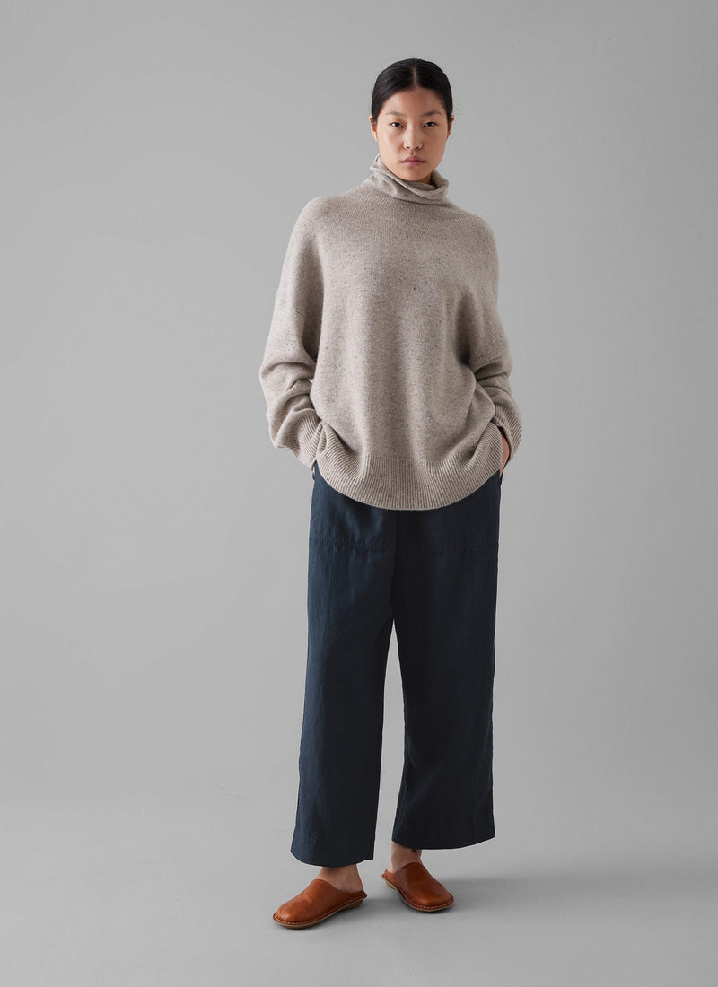 Roll Neck Wool Cashmere Sweater | Oatmeal