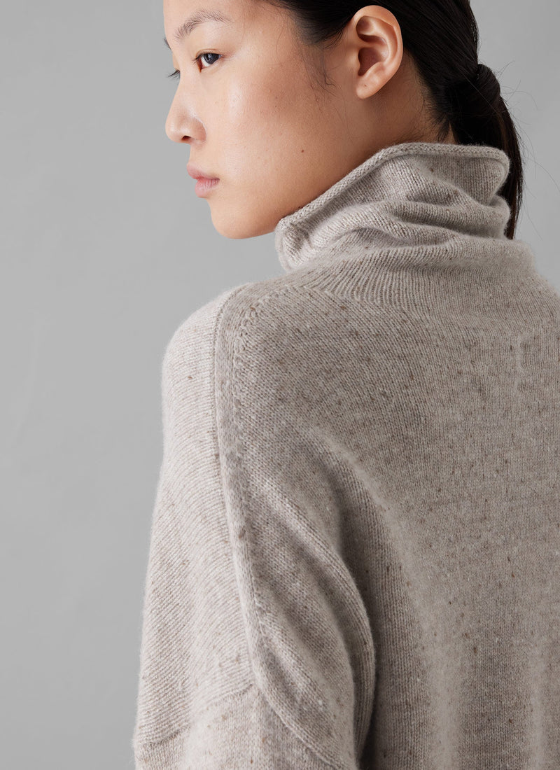 Roll Neck Wool Cashmere Sweater | Oatmeal