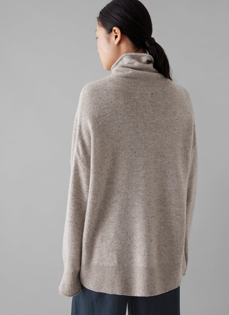 Roll Neck Wool Cashmere Sweater | Oatmeal