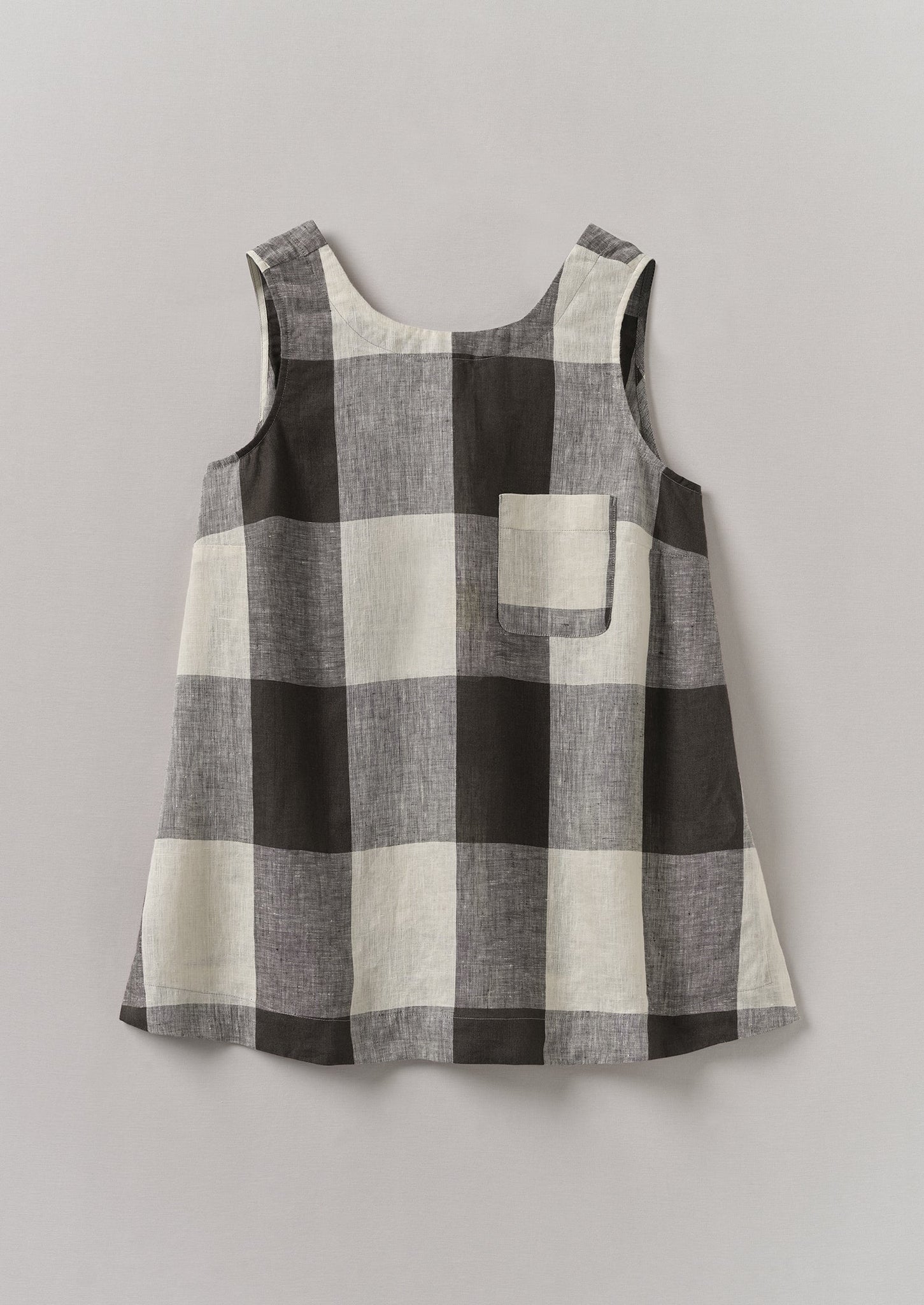 Macro Gingham Lightweight Linen Tank | Ecru/Charcoal