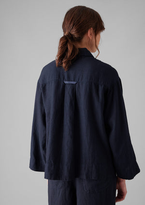 Garment Dyed Linen Shirt | Midnight