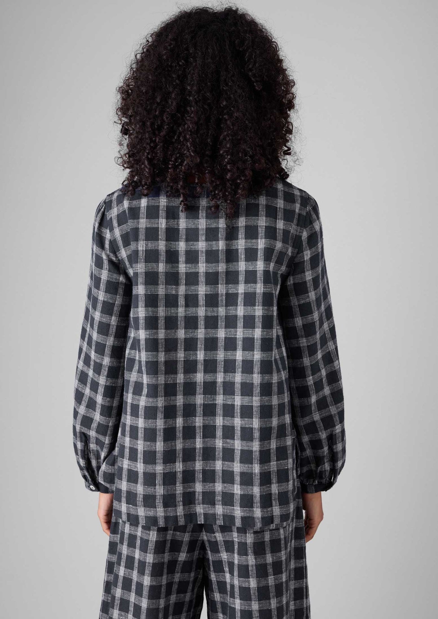 Check Cotton Linen Smock | Slate