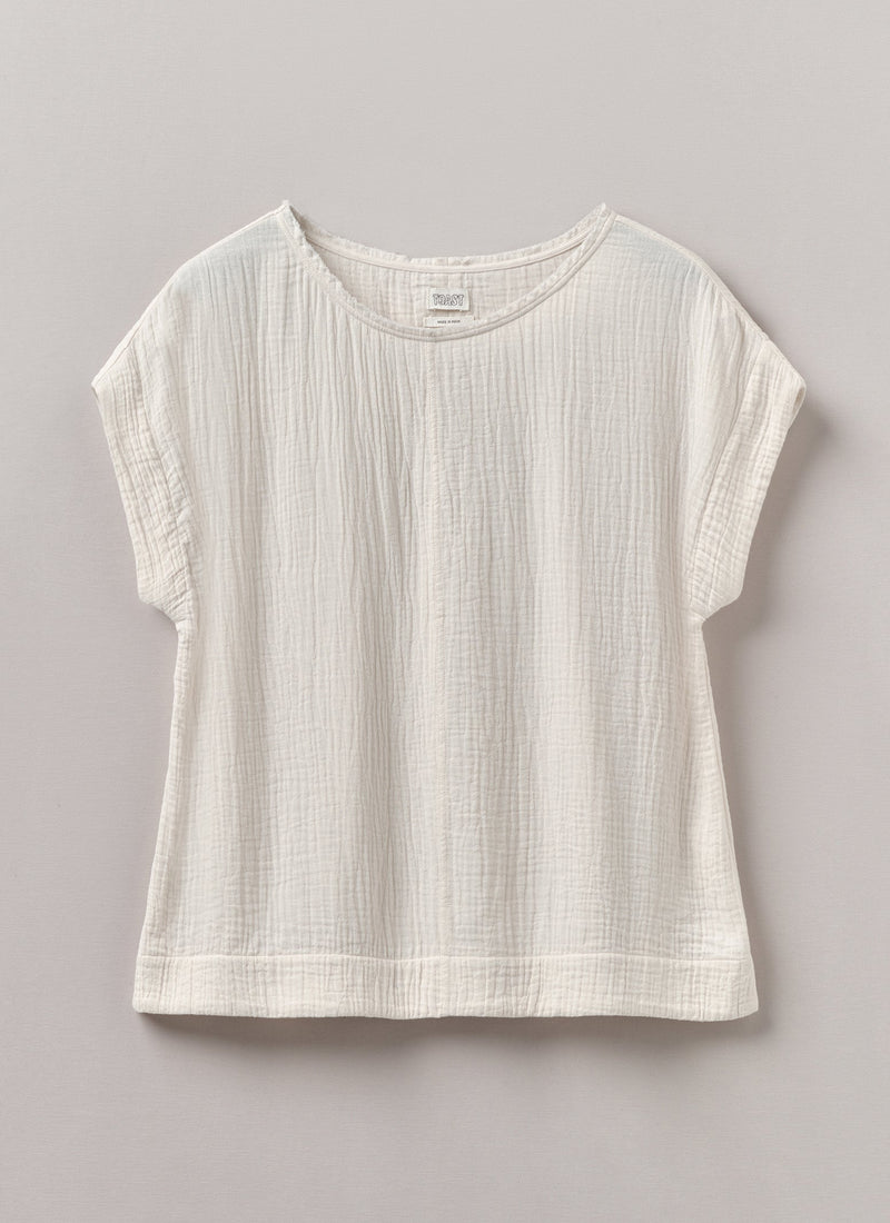 Crinkle Cotton Gauze Top | Oat