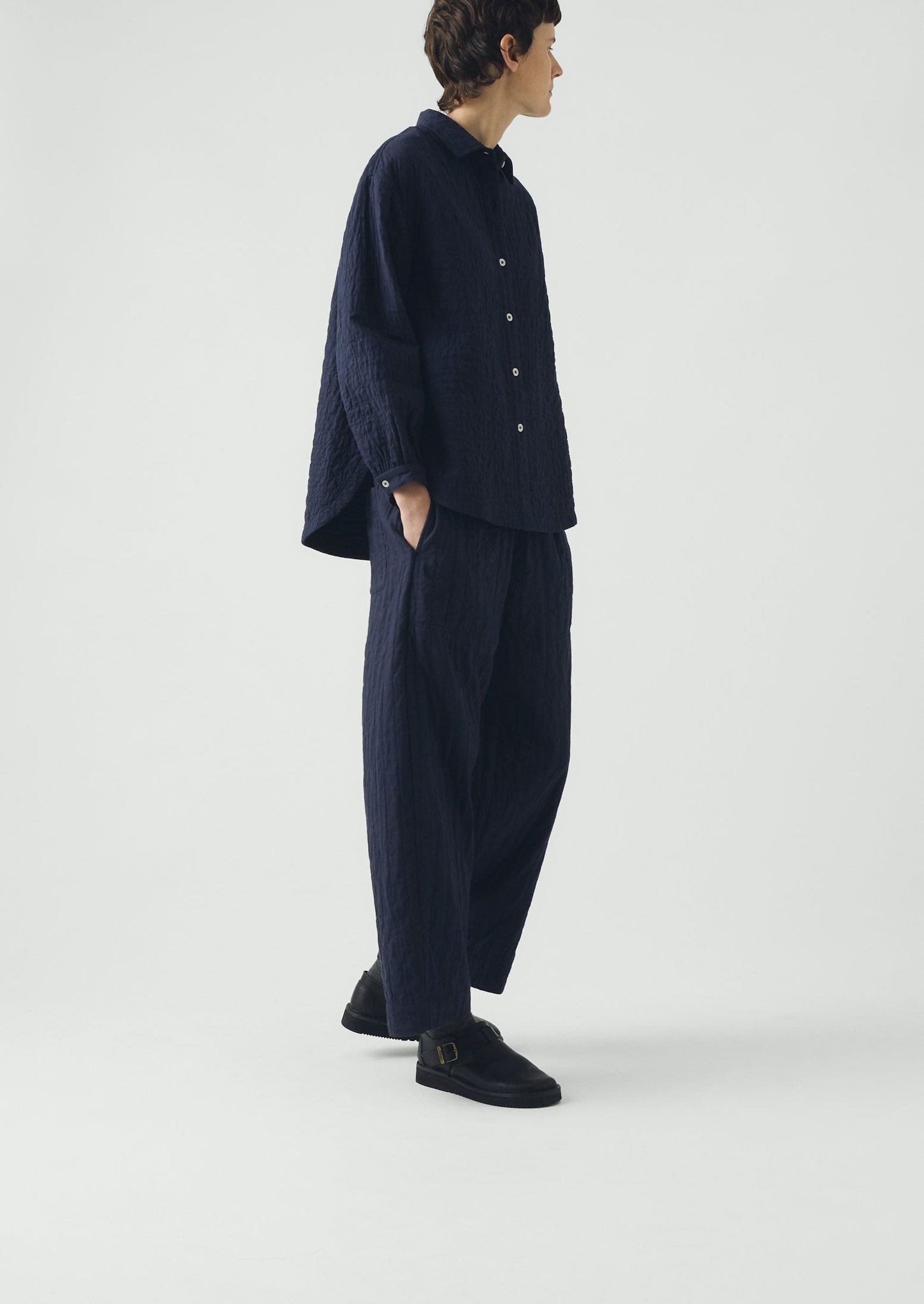 Quilted Cotton Shirt | Indigo Blue