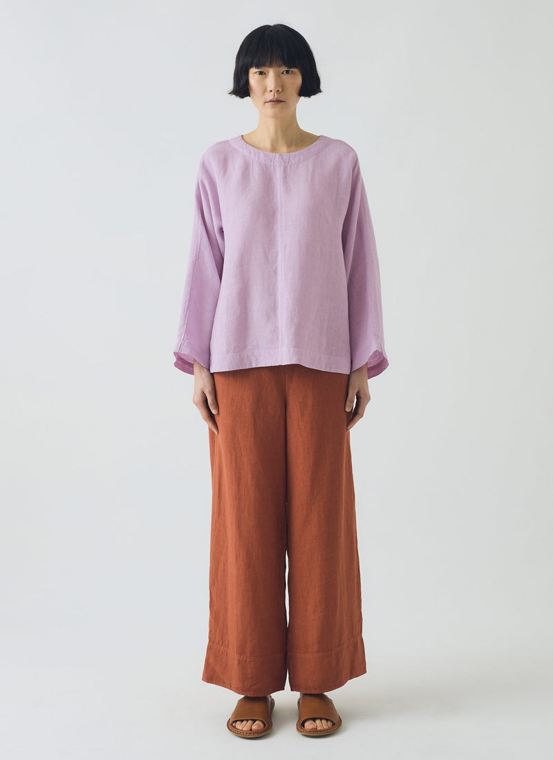 Garment Dyed Linen Top | Lilac