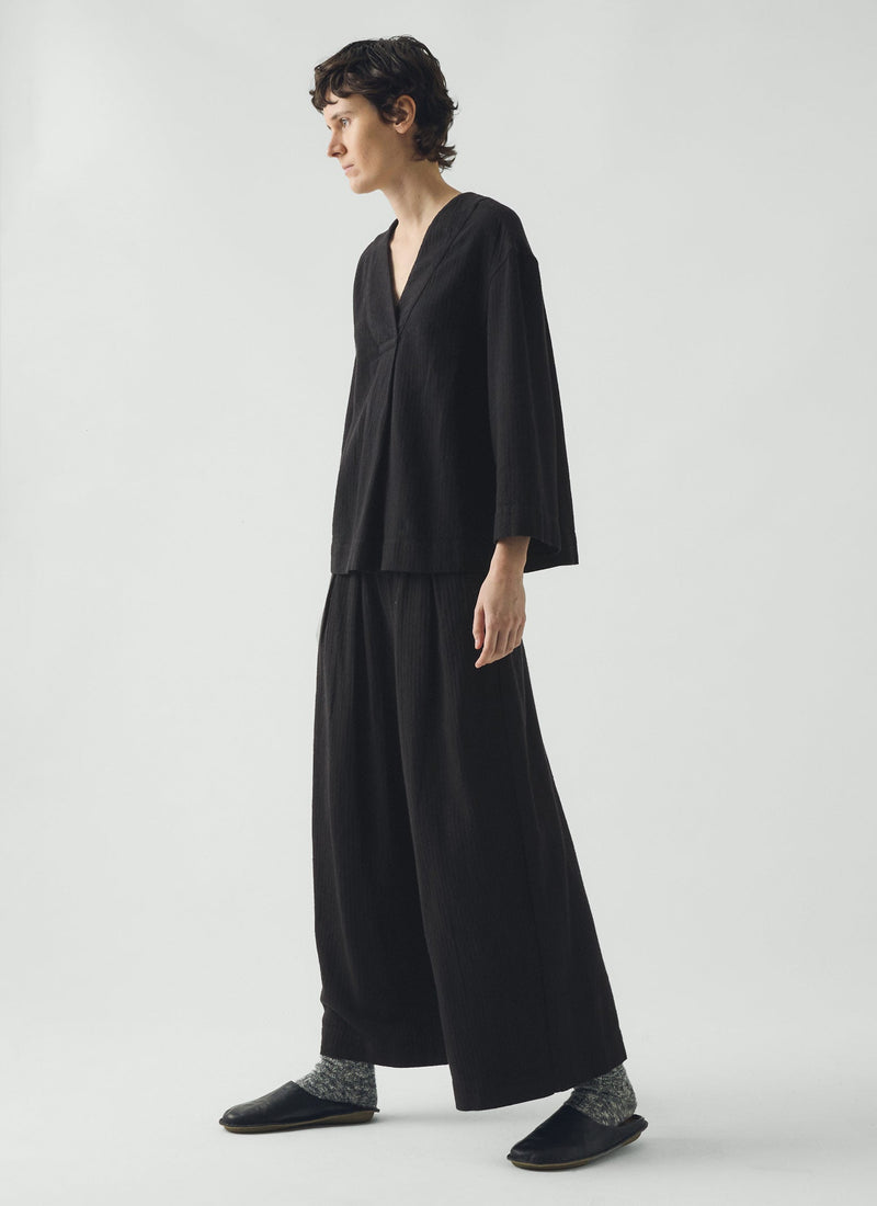 Brushed Linen Cotton Herringbone Top | Slate