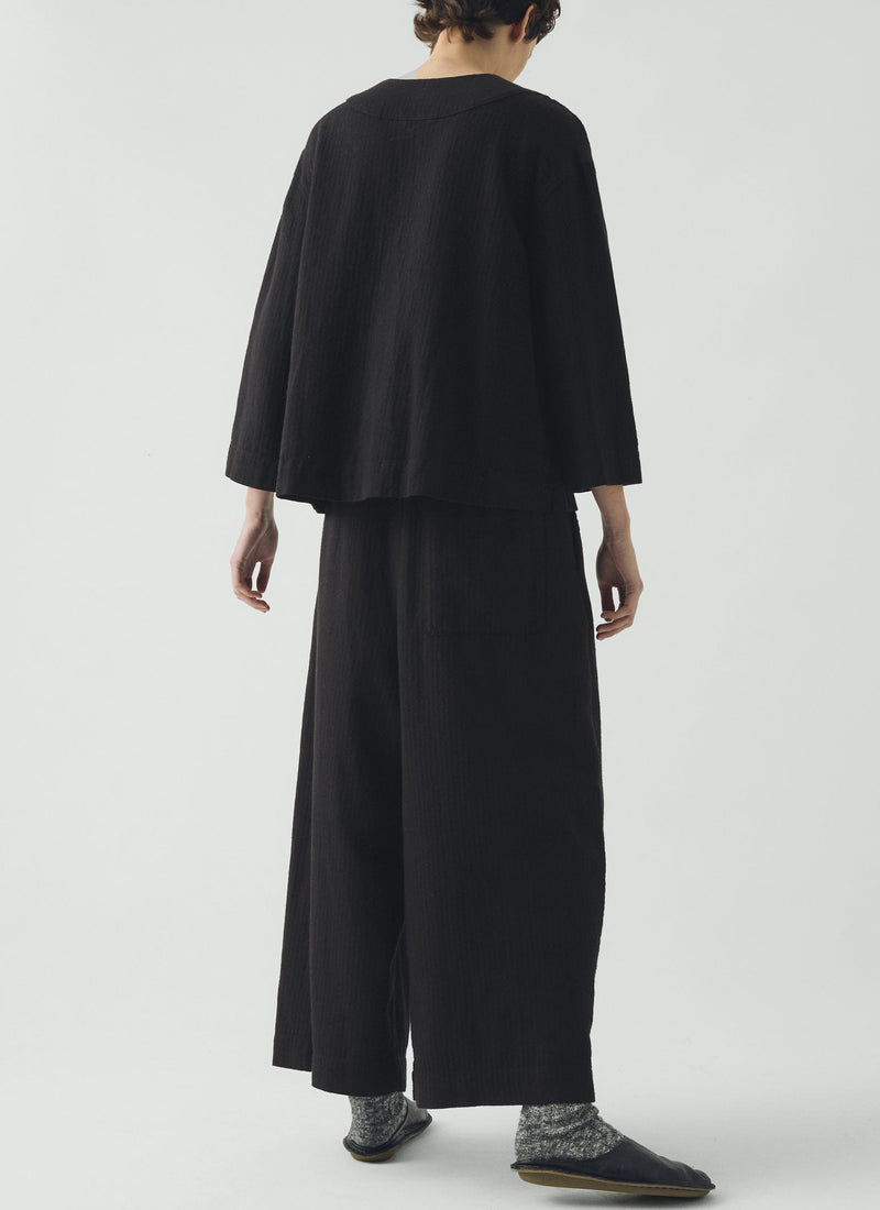 Brushed Linen Cotton Herringbone Top | Slate