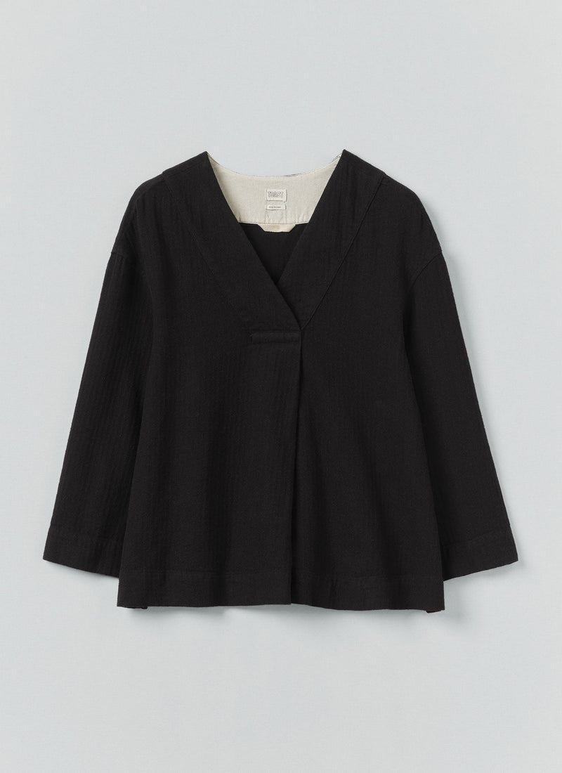 Brushed Linen Cotton Herringbone Top | Slate