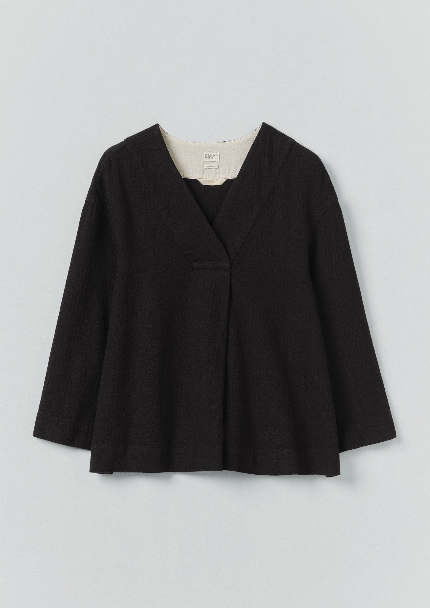 Brushed Linen Cotton Herringbone Top | Slate