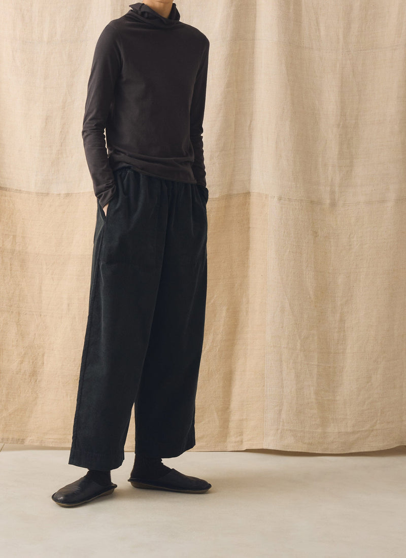 High Neck Soft Cotton Tee | Soft Charcoal