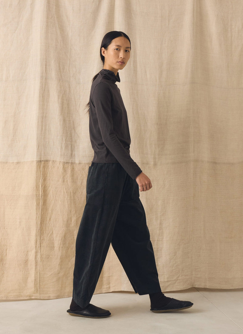High Neck Soft Cotton Tee | Soft Charcoal